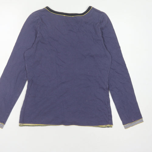 Boden Women's Purple Henley T-Shirt, Size 12, Long Sleeve