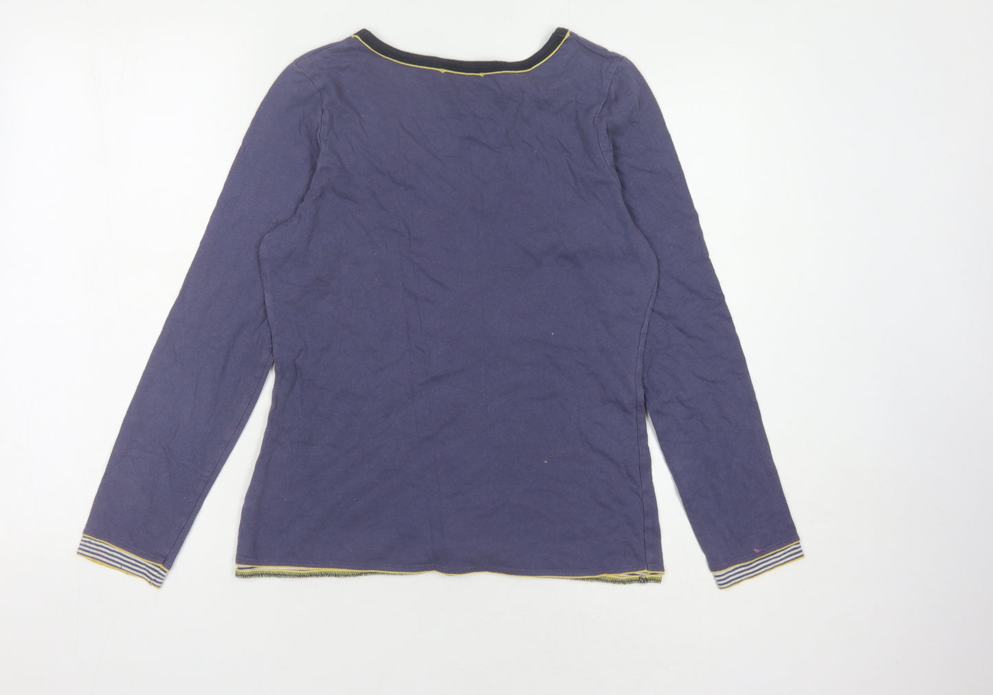 Boden Women's Purple Henley T-Shirt, Size 12, Long Sleeve