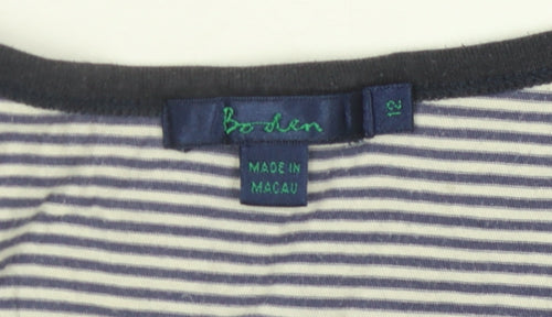 Boden Women's Purple Henley T-Shirt, Size 12, Long Sleeve