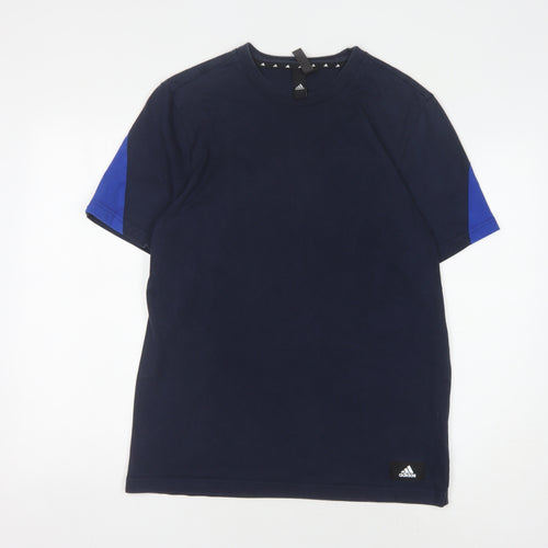 Adidas Men's Blue Crew Neck Logo T-Shirt, Size M