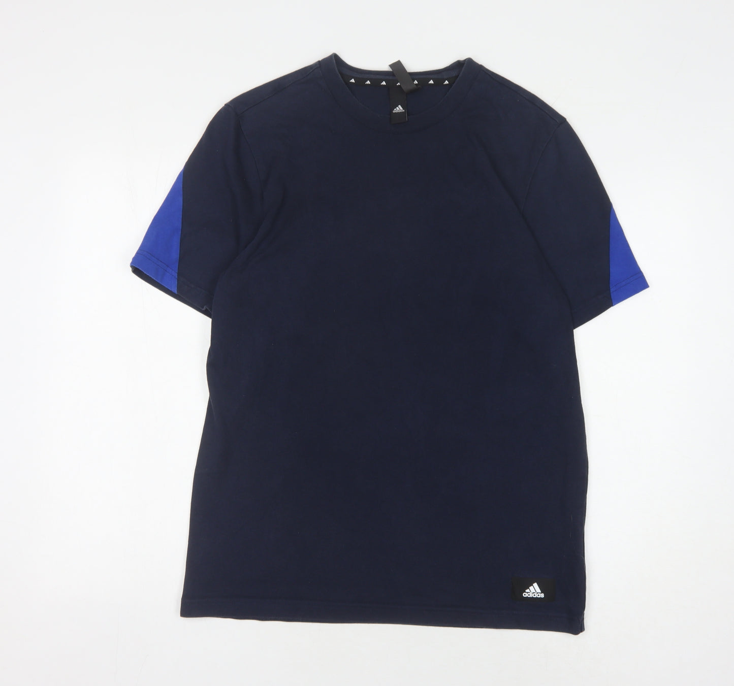 Adidas Men's Blue Crew Neck Logo T-Shirt, Size M