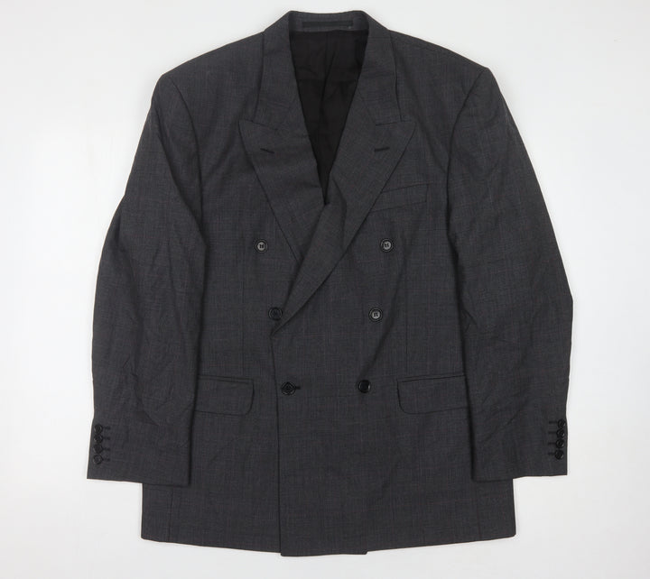 John Foster Men's Grey Double-Breasted Blazer