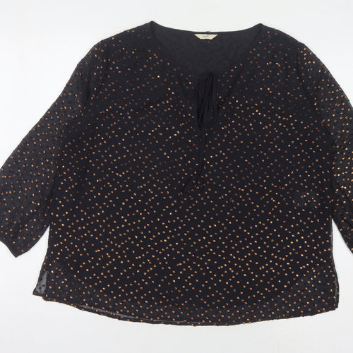 Hush Women's Black V-Neck Blouse Size 8 Polyester