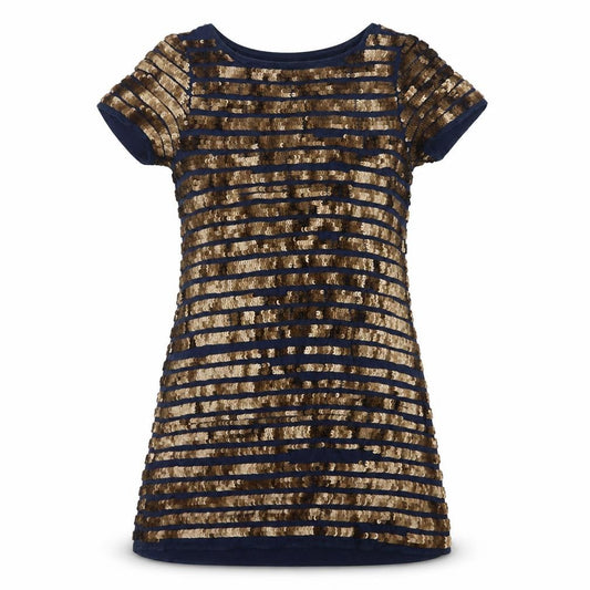 Front view of French Connection Women's Short Striped Sequin Dress, size 8