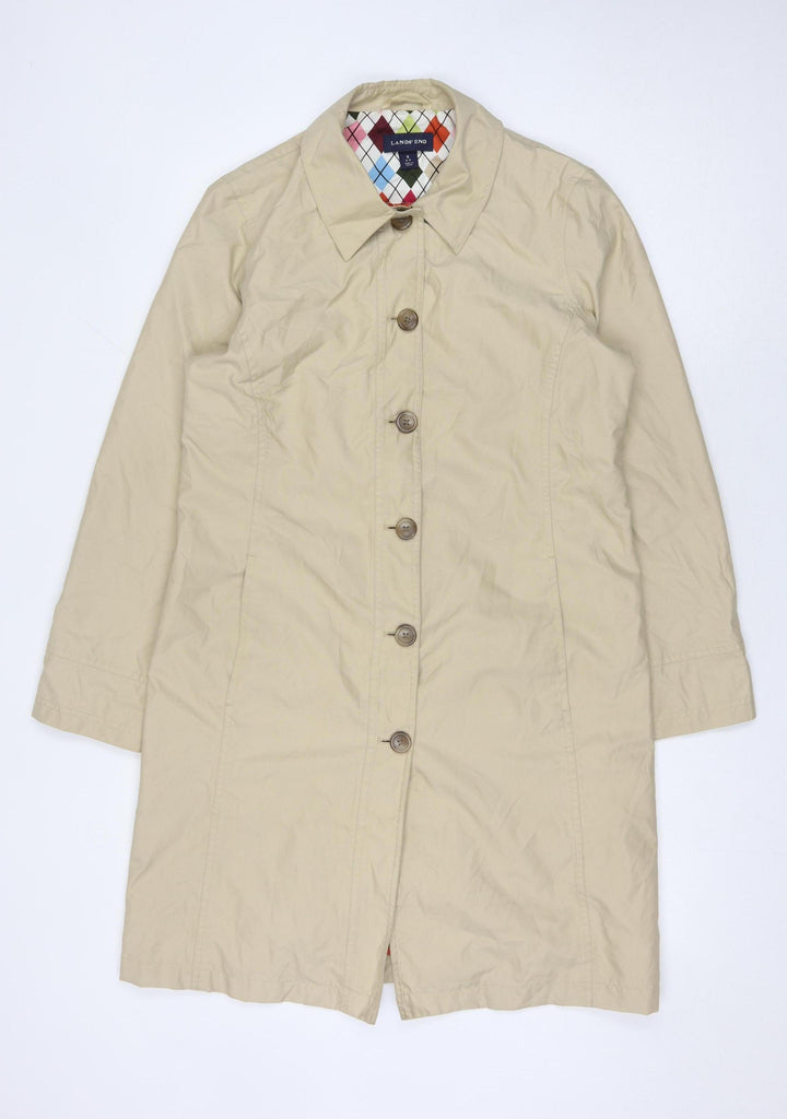 Lands' End Women's Beige Long Coat, Size S