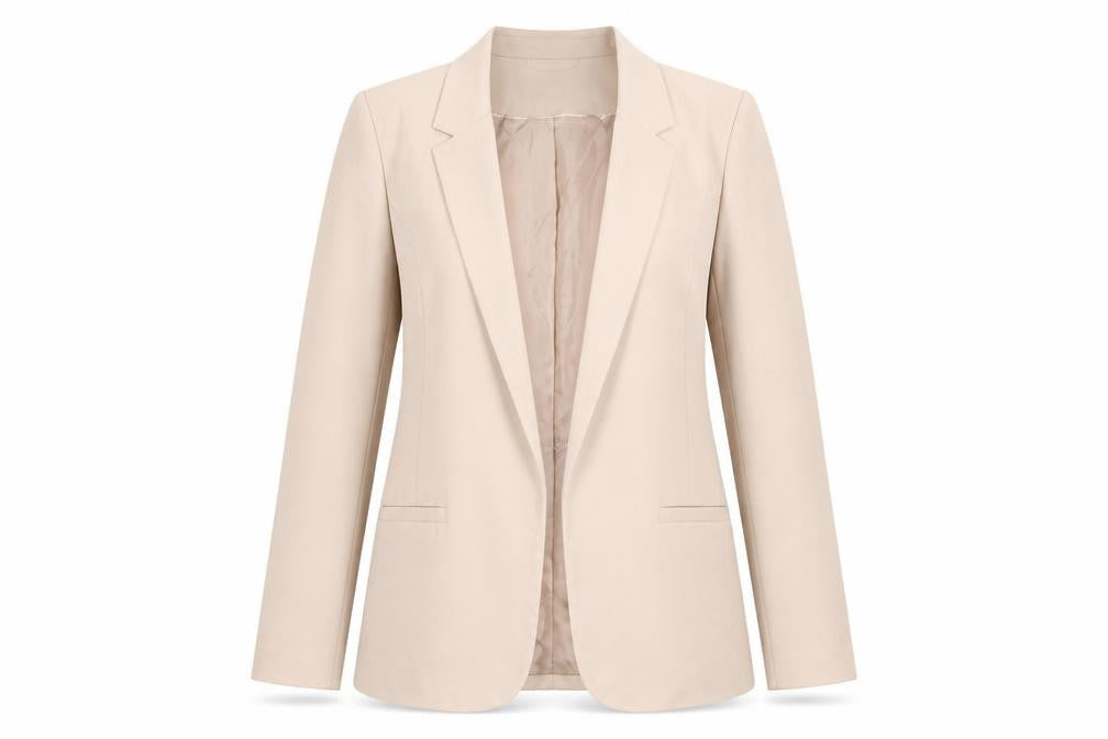 Front view of H&M Women's Beige Blazer, size 10, Business Casual