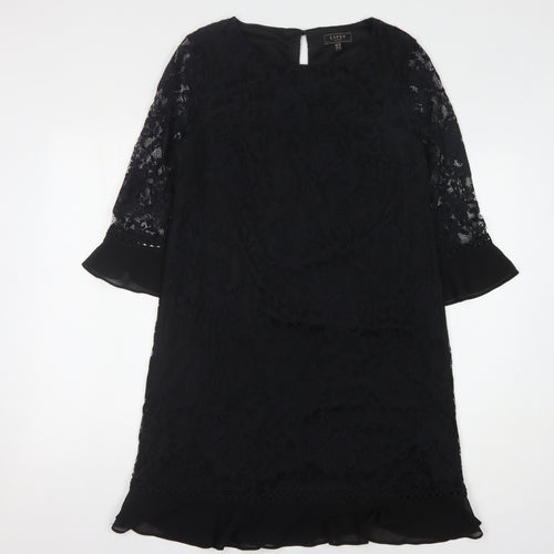 Lipsy Women's Black Lace Dress - Size 10