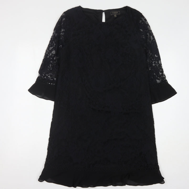 Lipsy Women's Black Lace Dress - Size 10