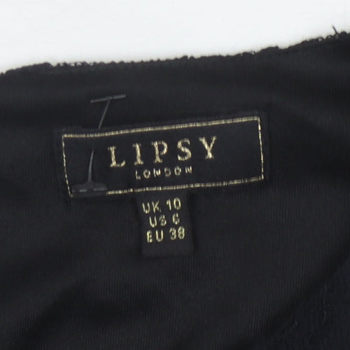 Lipsy Women's Black Lace Dress - Size 10