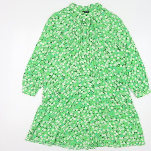 Whistles Green Floral Shift Dress - Size 12