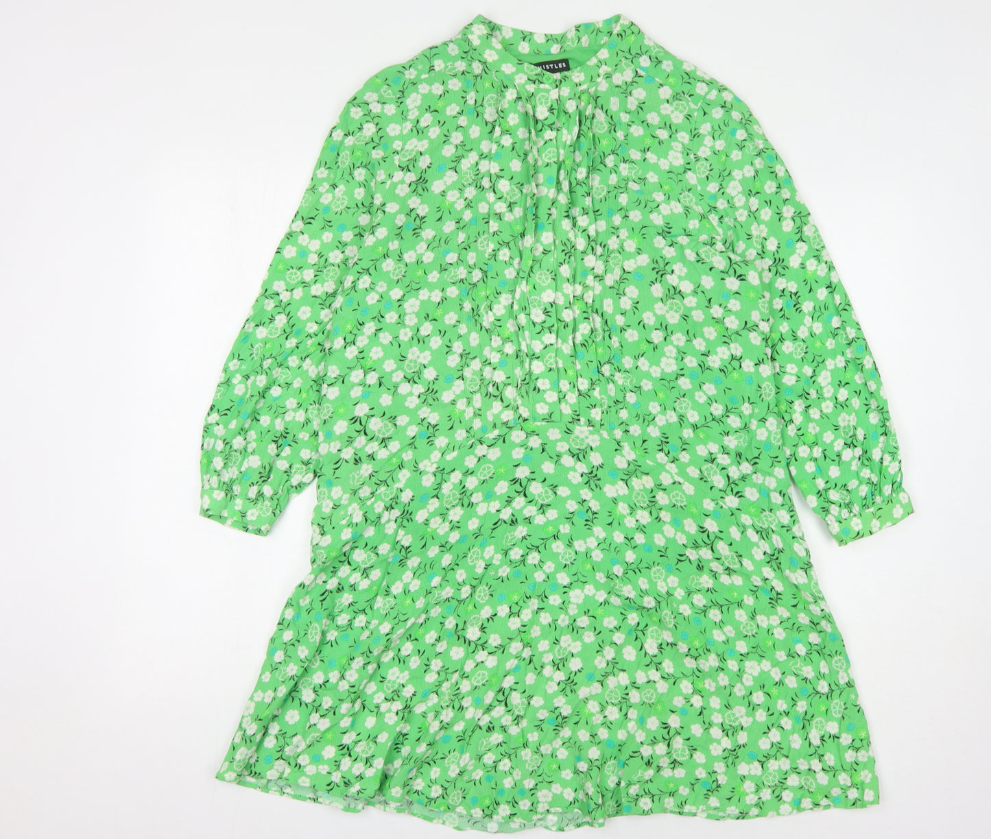Whistles Green Floral Shift Dress - Size 12