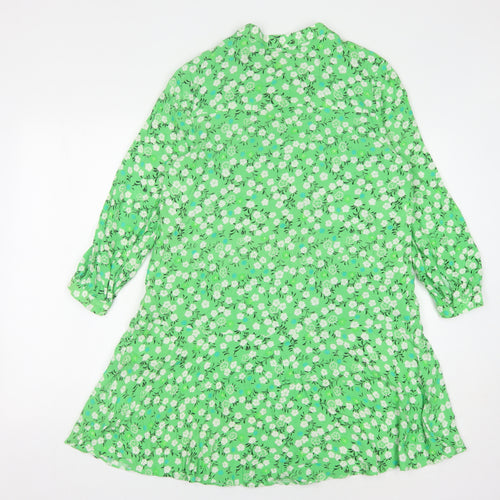 Whistles Green Floral Shift Dress - Size 12