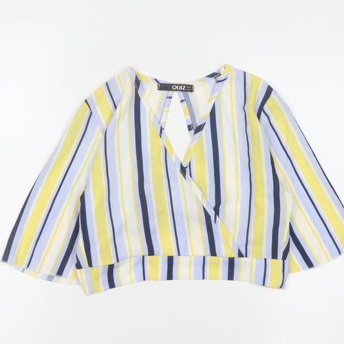 Quiz Women's Multicoloured Striped Wrap Blouse Size 6