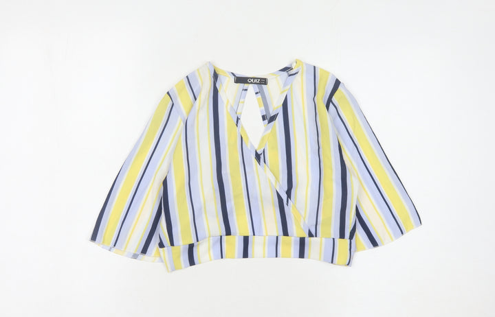 Quiz Women's Multicoloured Striped Wrap Blouse Size 6