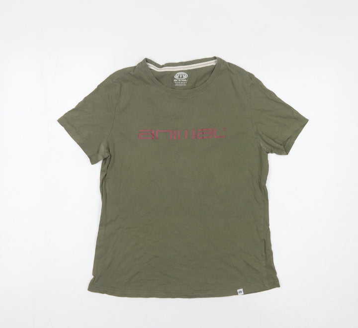 Animal Women's Green Basic Crew Neck T-Shirt Size 8