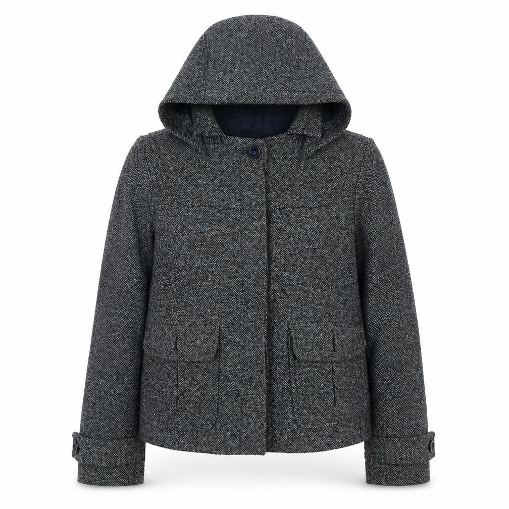 Front view of trf collections Women's Grey Hooded Jacket S