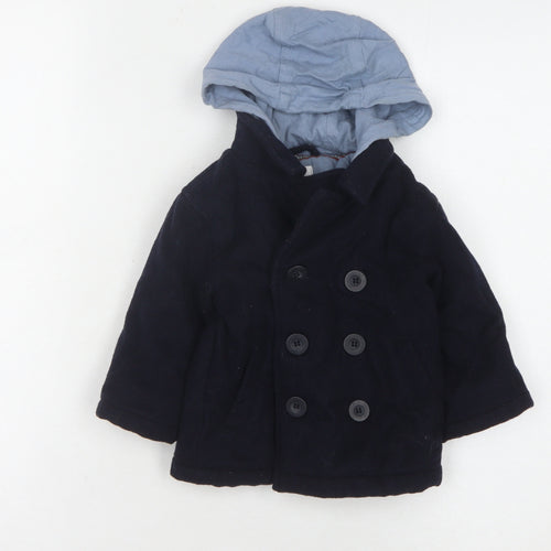 Jasper Conran Blue Unisex Baby Pea Coat 6-9 Months Hooded