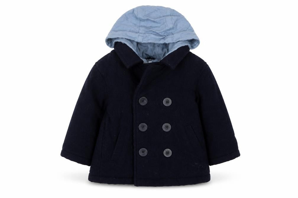Jasper Conran Blue Unisex Baby Pea Coat 6-9 Months Hooded
