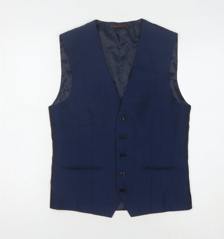 Next Men's Blue Suit Waistcoat, Size 36, Wool Blend