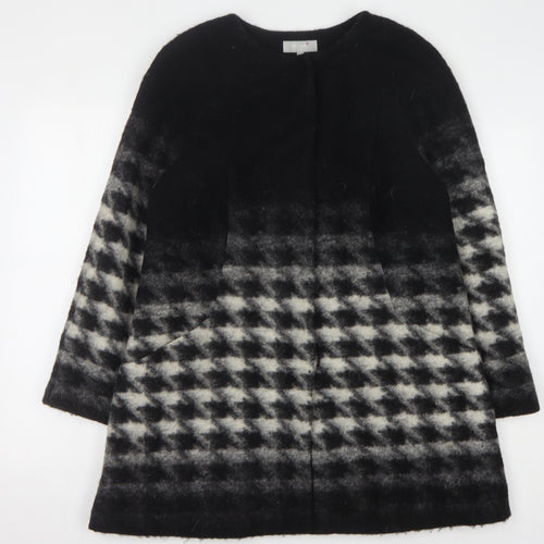 Marks and Spencer Women's Black Checked Wool Coat, Size 12