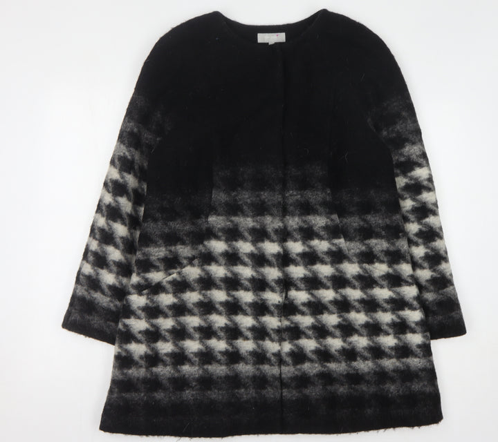 Marks and Spencer Women's Black Checked Wool Coat, Size 12