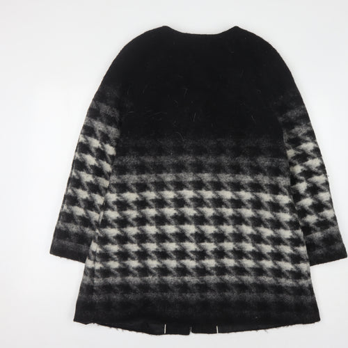 Marks and Spencer Women's Black Checked Wool Coat, Size 12