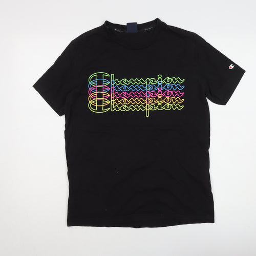Champion Men's Black Graphic T-Shirt Medium