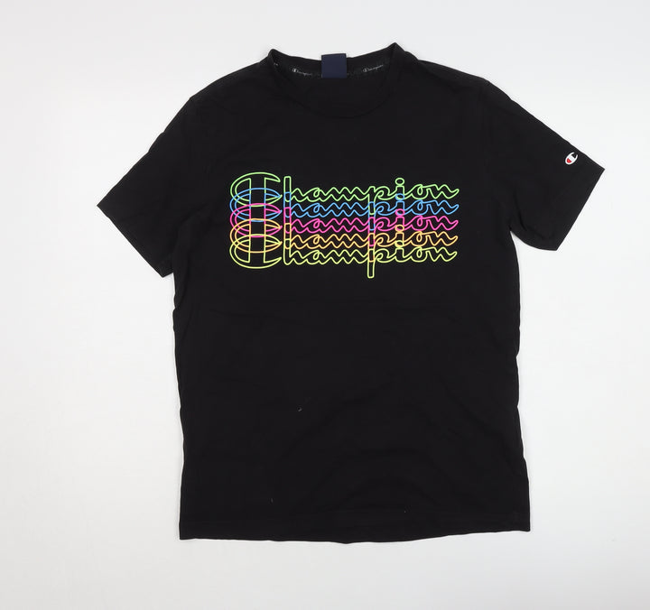 Champion Men's Black Graphic T-Shirt Medium