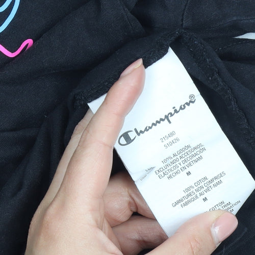 Champion Men's Black Graphic T-Shirt Medium