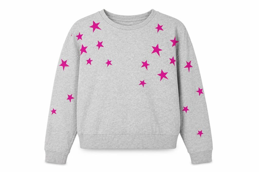 Front view of Hobbs Women's Grey Star Pullover Sweatshirt M