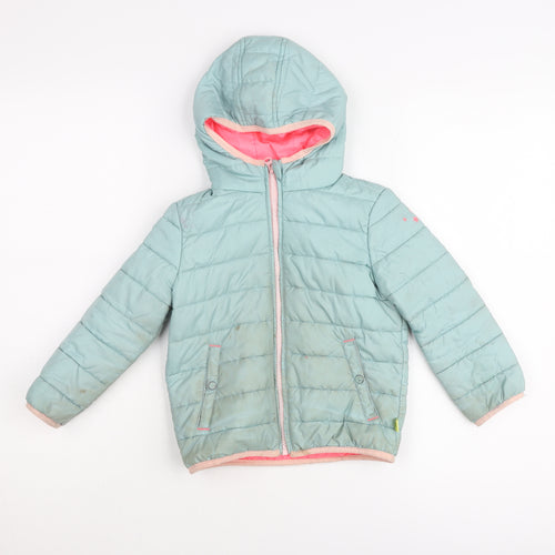 White Stuff Girls Green Puffer Jacket 3-4 Years Winter