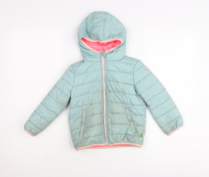 White Stuff Girls Green Puffer Jacket 3-4 Years Winter