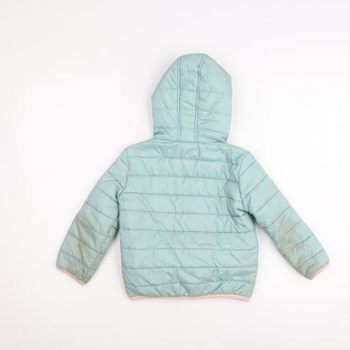 White Stuff Girls Green Puffer Jacket 3-4 Years Winter