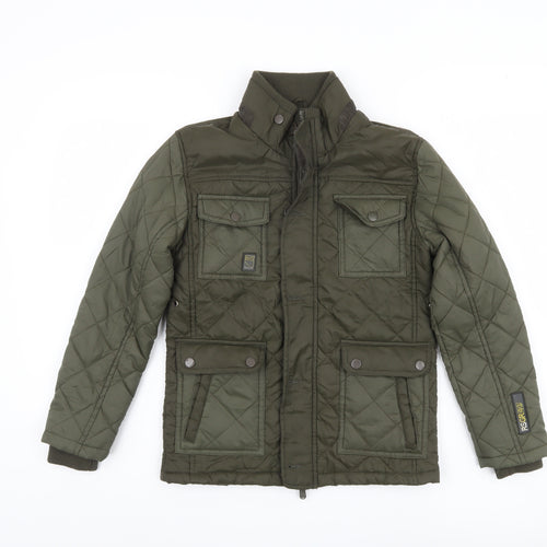 Ripstop Boys Green Quilted Winter Jacket - Regular Fit