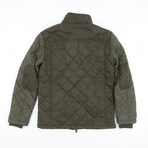 Ripstop Boys Green Quilted Winter Jacket - Regular Fit