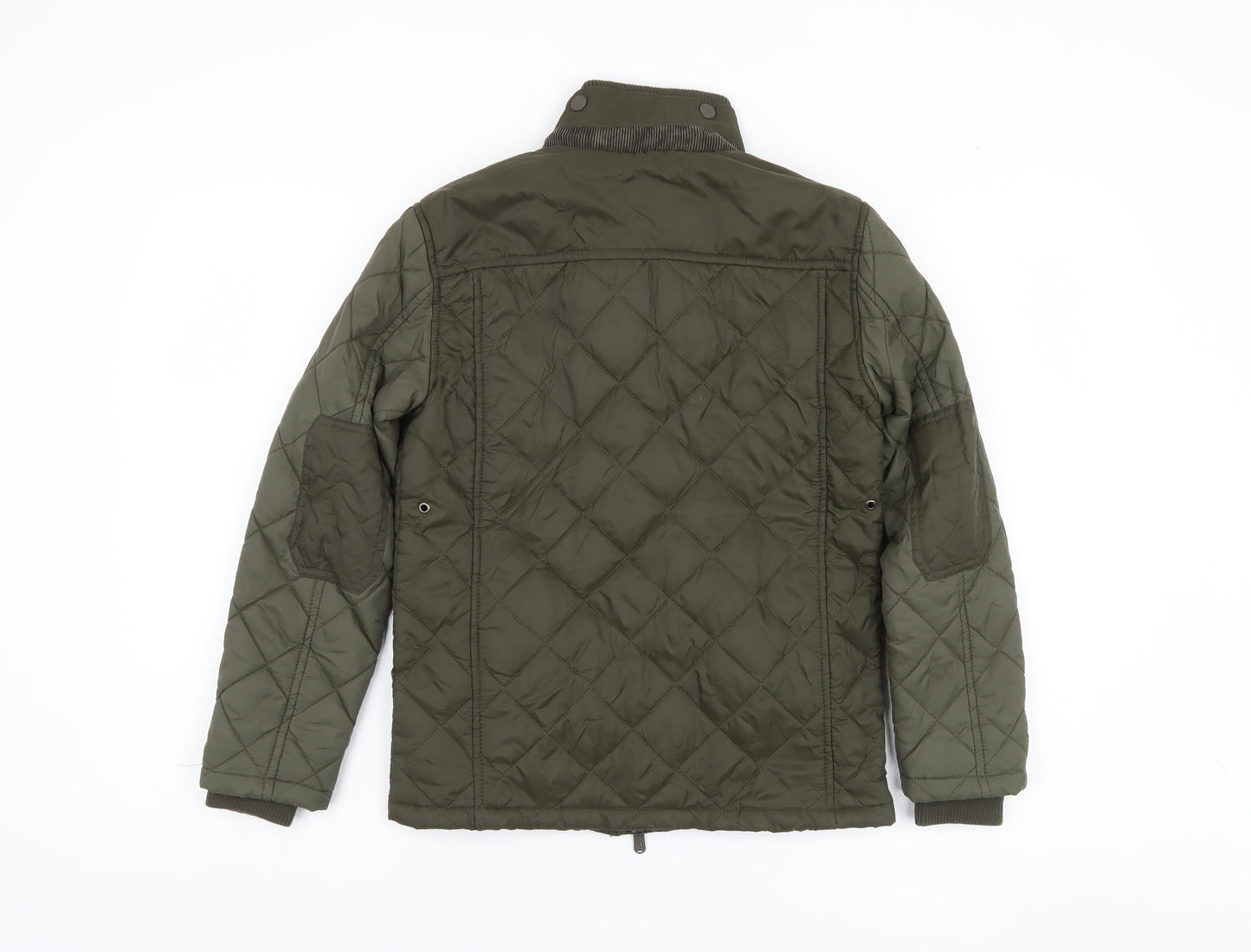 Ripstop Boys Green Quilted Winter Jacket - Regular Fit