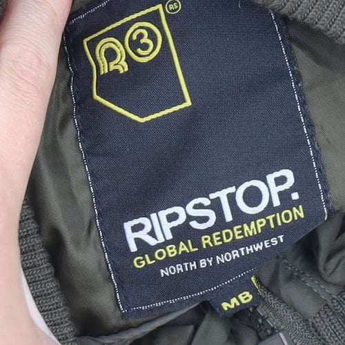 Ripstop Boys Green Quilted Winter Jacket - Regular Fit