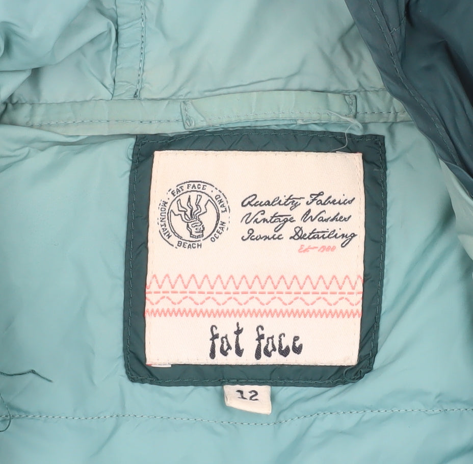 Fat Face Women's Green Puffer Jacket Size 12