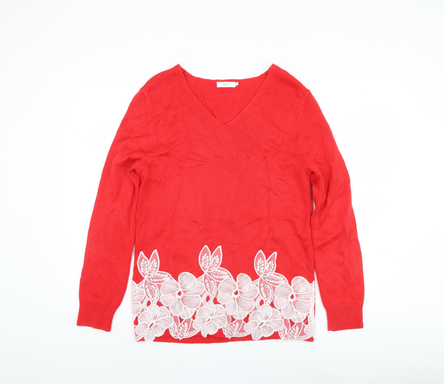 Cotton Traders Red Acrylic Women’s Pullover Jumper Size 10