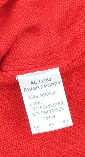 Cotton Traders Red Acrylic Women’s Pullover Jumper Size 10