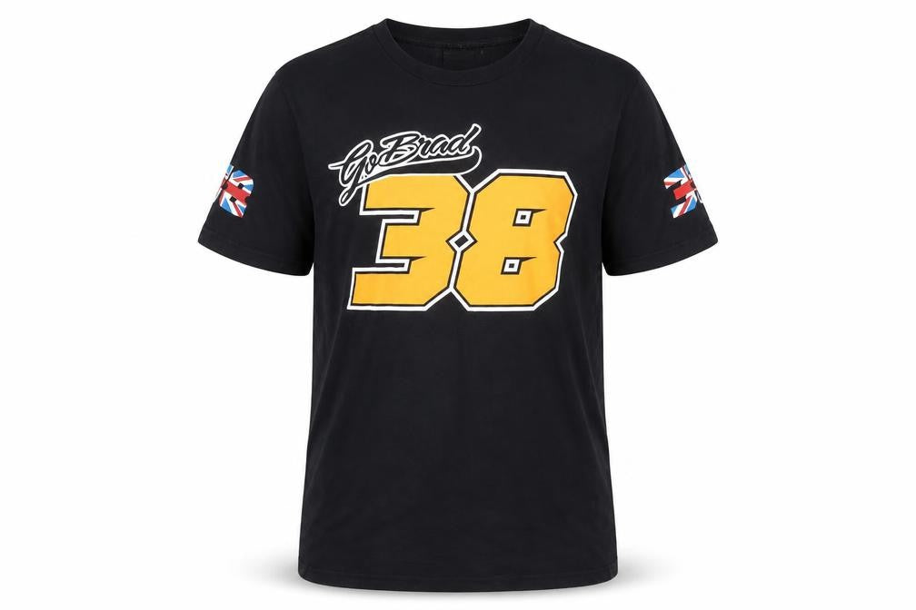 Front view of Top Racers Men's Black Logo T-Shirt M