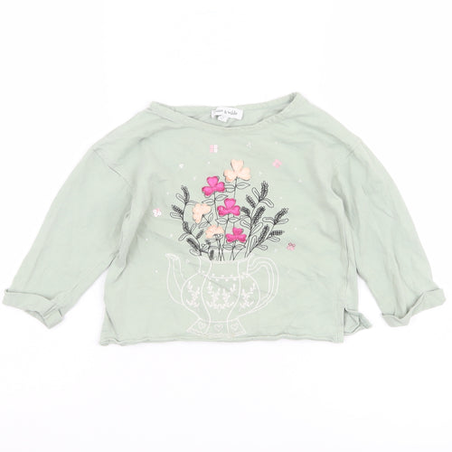 Rose & Wilde Girls Green Embroidered T-Shirt 4 Years