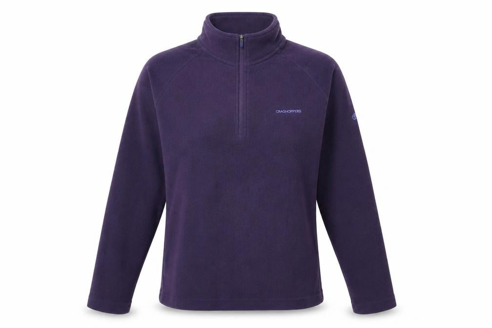Front view of Craghoppers unisex purple pullover fleece sweatshirt, size 8