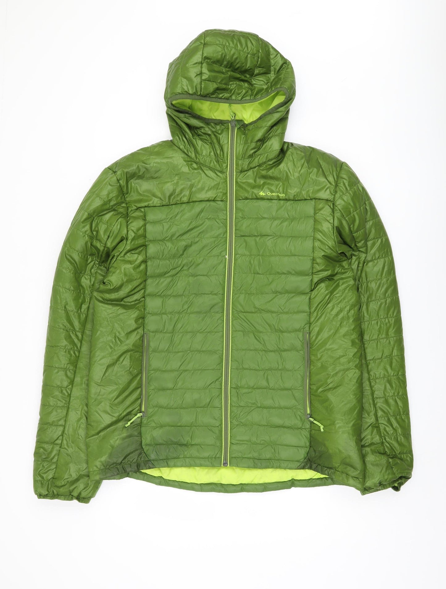 Quechua Men's Green Puffer Jacket L - Outdoor Hiking