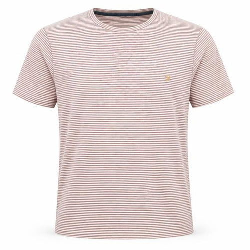 Farah Men's Red Striped T-Shirt, Size S, Cotton Crew Neck