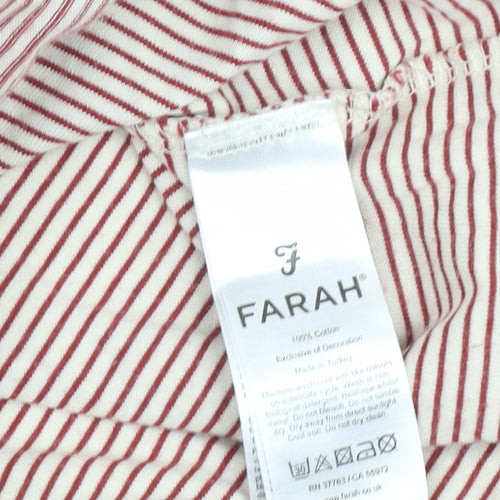 Farah Men's Red Striped T-Shirt, Size S, Cotton Crew Neck