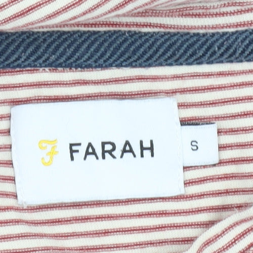 Farah Men's Red Striped T-Shirt, Size S, Cotton Crew Neck