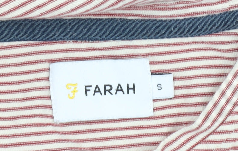 Farah Men's Red Striped T-Shirt, Size S, Cotton Crew Neck