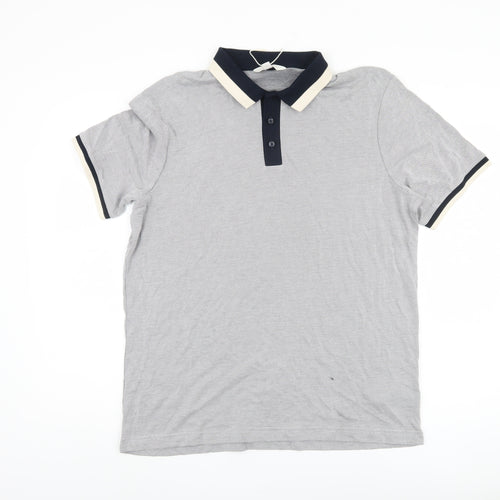 Marks and Spencer Men's Grey Polo Shirt L