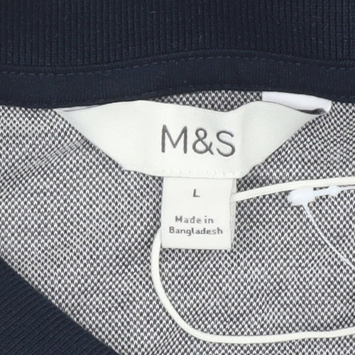Marks and Spencer Men's Grey Polo Shirt L